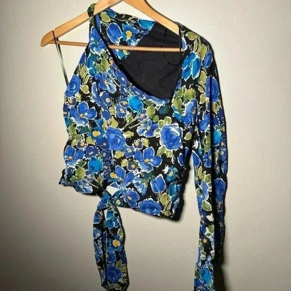 NEW  ZARA floral print Assymetrical top 8784/671 xxl - Picture 6 of 9